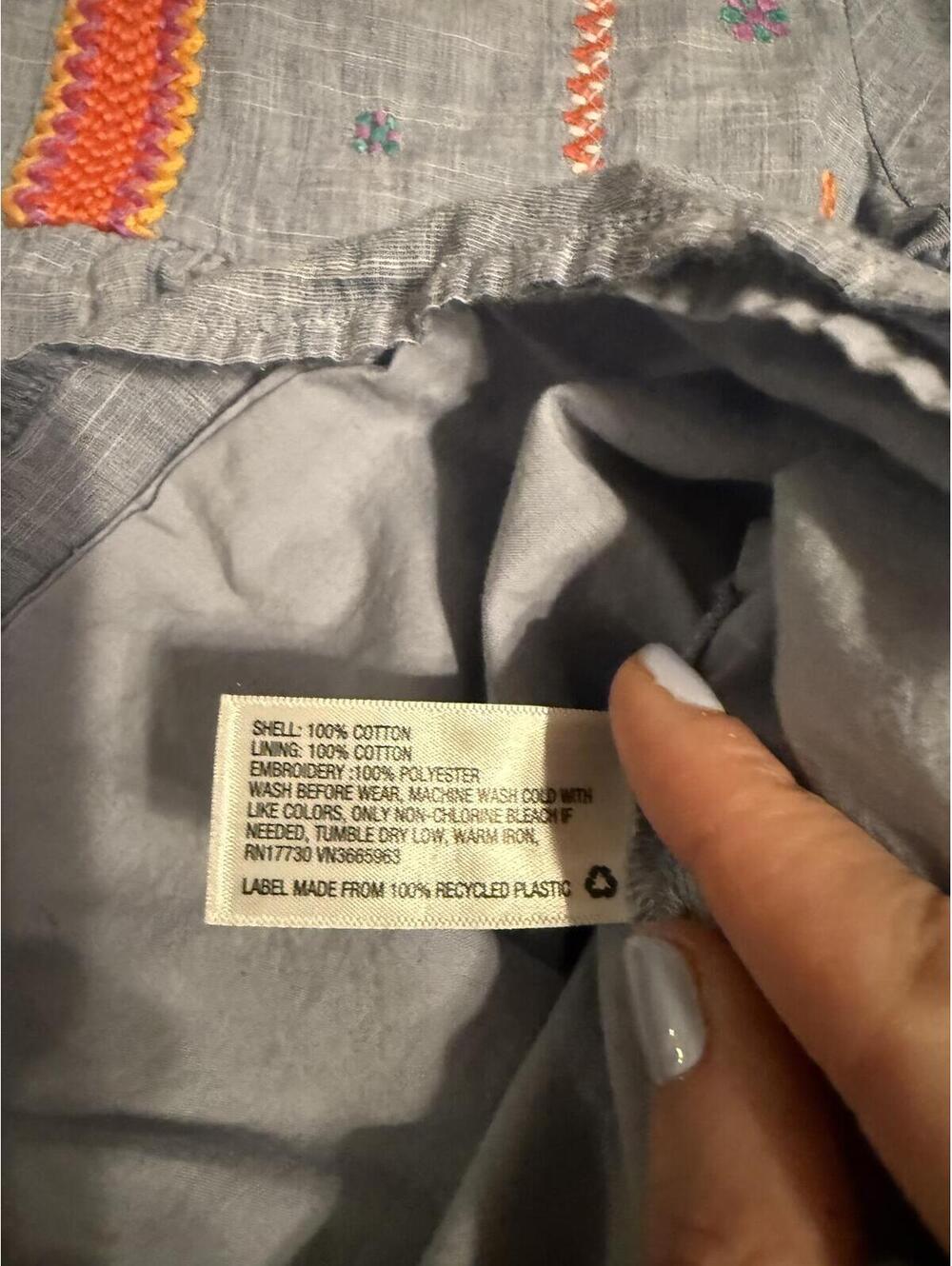Cat & Jack Girls Embroidered Gray Cotton Girls Dress Size L (10/12) - Picture 3 of 4